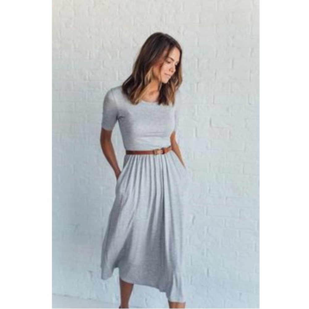 Gray Midi dress with Pockets
